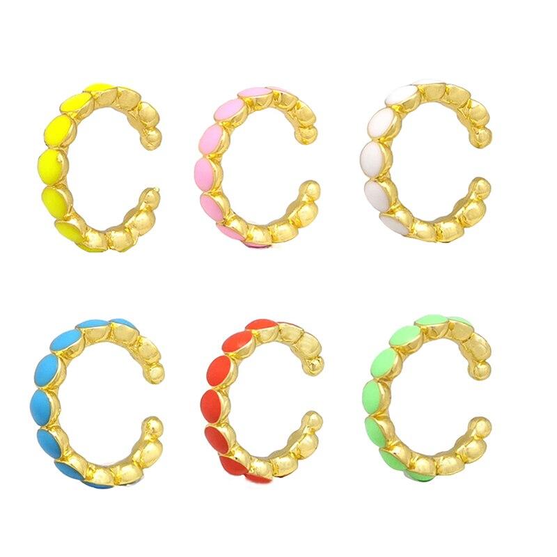 Single One Ear Cuff Neon Green Yellow Bright Fluorescent Jewelry Geometric Round U Clip On Earrings No Piercing Earcuff Aretes
