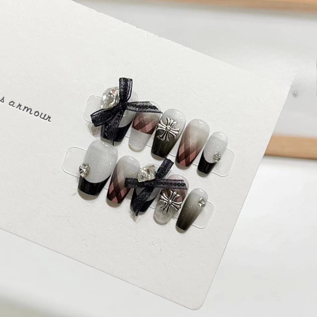 Wearing Nail Handmade Fake Nail Patches High-end Purple Lavender Gypsum Flower Nail Art Products Can Be Detached and Used