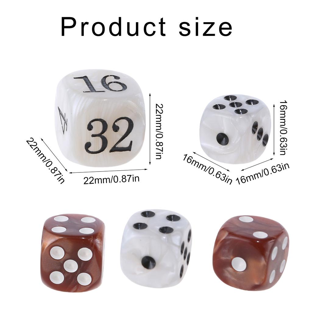 Acrylic Backgammon Dices Set with Pearls Finish for Board Game, Professional Acrylic Dices Set of Doubling Cube Dices
