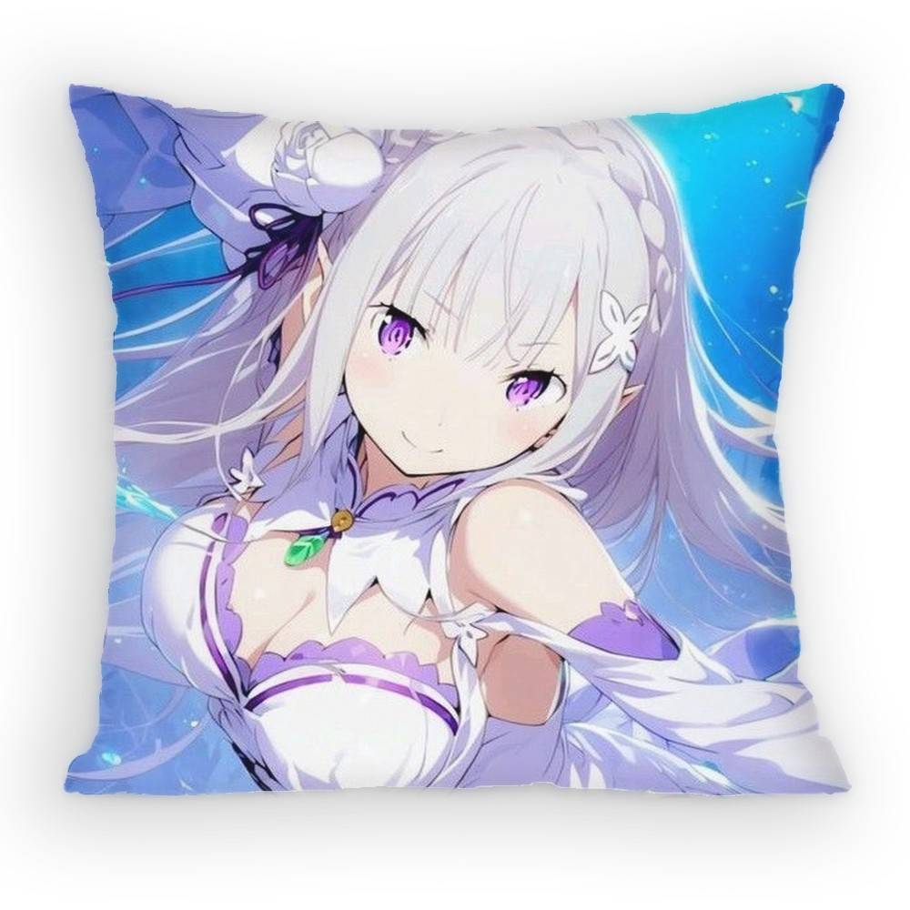 re zero infinity Emilia Cute Anime GGirl Pillow Case Sofa Living Room BedroomHeadboard Backrest Cushion Square Cushion Nap Time