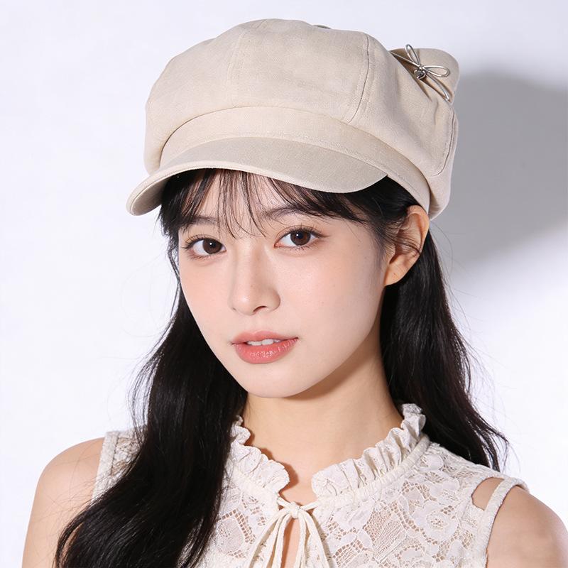 Simple newsboy hat, fashionable solid color British style painter hat, small and versatile hat M(56-58cm)