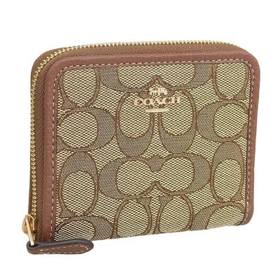 Dámská peněženka Bifold s kulatým zipem, kompaktní kožená CH389, malý zip (KHAKI/SEDLOVÁ MULTI/Hnědá) Dámské [položka]