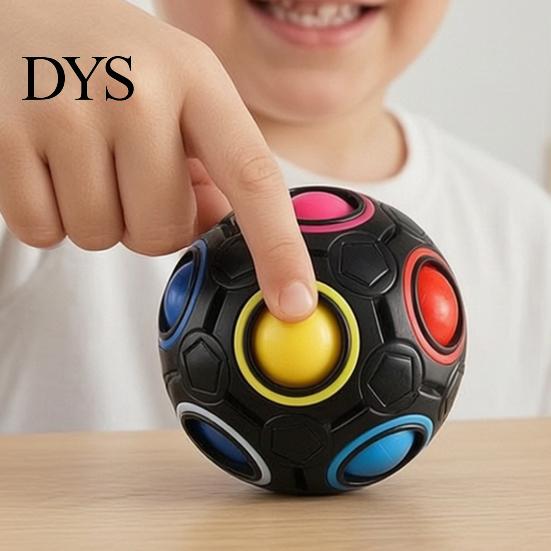Football Sensory Toys Fidget Toy with 12-Holes, Stress Relief Press Ball Tactile Feedback Toy, Mini Push Rainbow for Adults and Kids