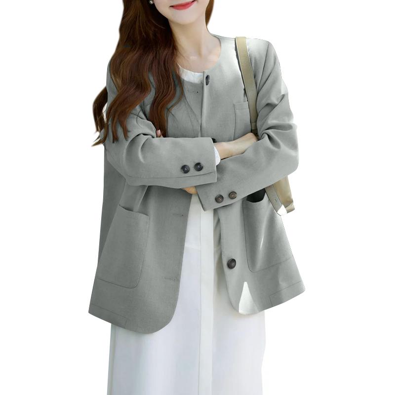 ZANZEA Women Casual Round Neck Long Sleeve Loose Thin Cardigan Outwear
