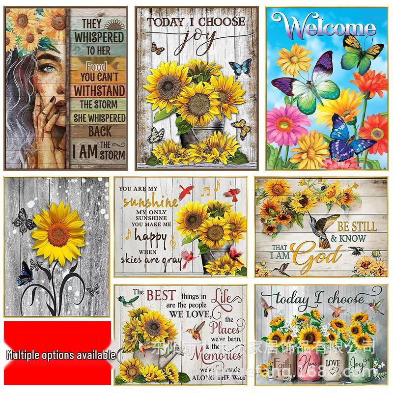 Children's Sunflower Landscape Diamond Painting Kit - Full Drill DIY Decorative Embroidery for Living Room