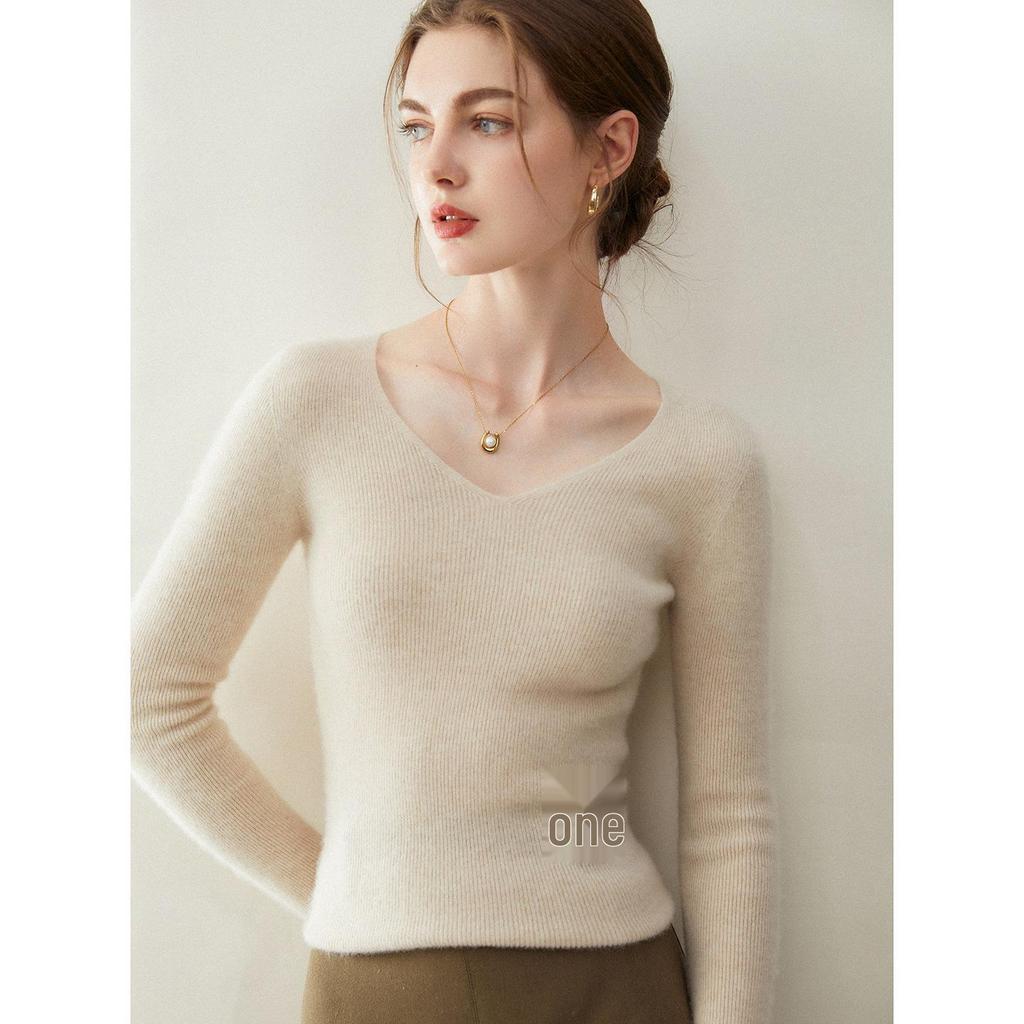 Women's 100% Pure Cashmere V-neck Sweater - New 2026 Autumn/Winter Slim Fit Base Layer Knit