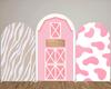BEPAN Pink Kuh-Thema Bogen-Säulen-Hintergrund anpassbar Baby-Geburtstagsparty Taufe Babyparty Dekorations-Requisiten Stretch-Stoff
