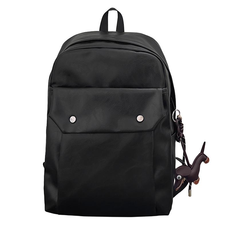 Large Capacity PU Backpack Student Schoolbag чёрный