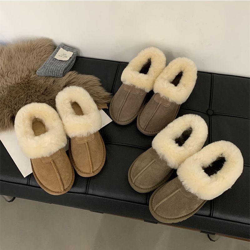 Women's Large Size Thick Sole Soft Sole Winter Warm Fur One Snow Boots Padded Lined Ankle Boots Anti-slip Hiking Sports Cotton Boots