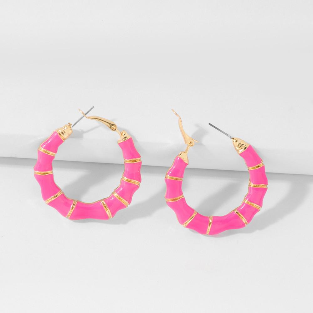 Fashionable Pink Statement Earrings For Women Modern Geometric Jewelry Alloy
