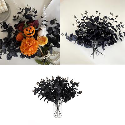 1/10/12Pcs Artificial Leaves Branch Fake Leaf Stems Artificial Plant Decoration for Halloween Weddding Party Decoration