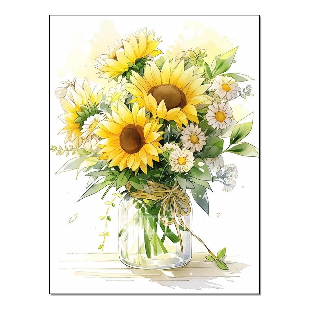 Full Flower Series Diamond Painting Tulip Daisy Diamond Mosaic Embroidery Art Watercolor Picture Handmade Home Decoration Diy