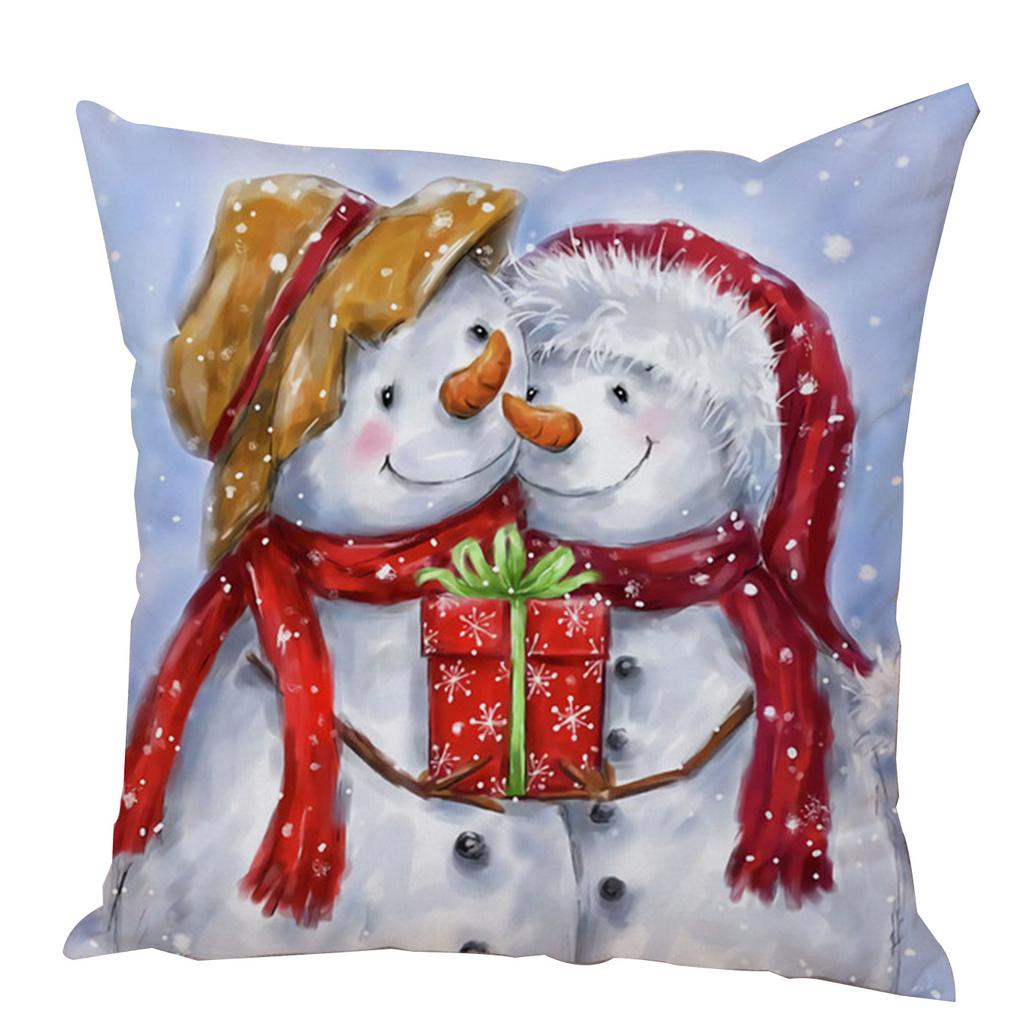 Kissenbezug Weihnachtsmann Kissenbezug Dekoration Niedlicher Cartoon Schneemann Kissenbezug Zuhause Sofa Lendenwirbelstütze Stickerei