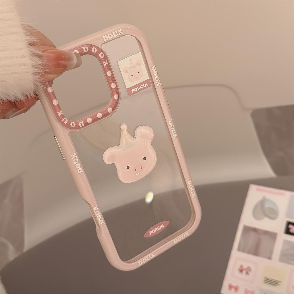 Cute Animal Avatar Suitable for IPhone 16 Mobile Phone Case Apple 15 Three Dimensional 14Pro Max Acrylic 13