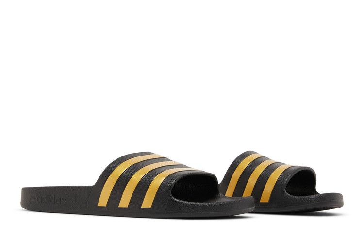 adidas Adilette Aqua Slides Core Black Gold Metallic
