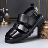 Men  New Fashion Roman Sandals  Genuine Leather Thick Sole Buckle for Comfy Business Leisure Outdoor Sandals