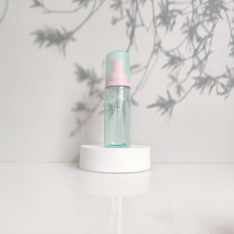60ml Portable Transparent Green Facial Cleanser Foaming Bottle