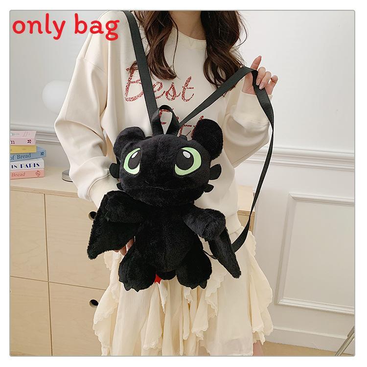 Toothless Plush Double Backpack For Kids With Zipper Closure And Phone Pocket