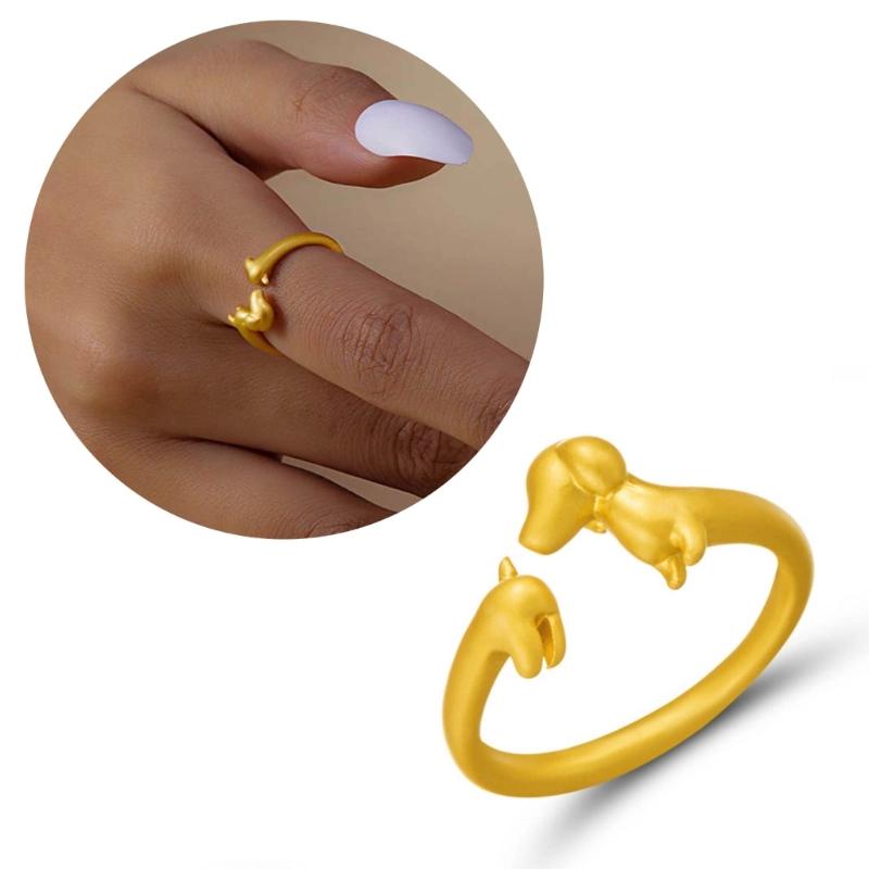 Quirky Dachshund Rings Adjustable Open Rings Stylish Hip Hop Finger Rings Versatile Punk Accessories for Women Girl