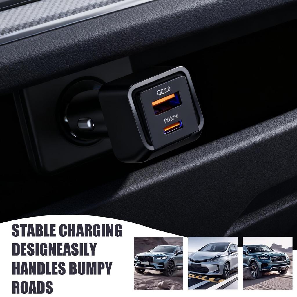 Car Charger 2-Port USB C Phone Charger Smart Device Adapter for Travel Automotive Truck RV SUV Van Sedan Cellphone Camera Tablet