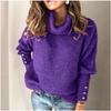 Herbst Winter Einfarbig Lässige Mode Pullover Damen Locker Lässig Strickpullover Weiblich Hoher Kragen Top