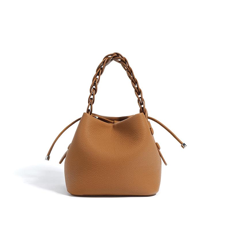 

Женская сумка через плечо из натуральной коровьей кожи, Женская сумка-ведро, Для работающих в офисе, Нишевая, Высококачественная, Новая женская сумка