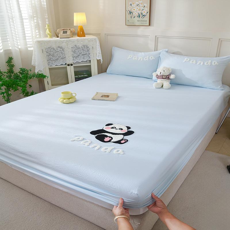 Washed Cotton Fitted Sheet Single Piece New Mattress Cover Protective Cover Bed Sheet Cover Student Dormitory Machine Washable