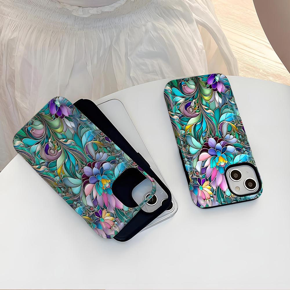 New artistic glazed pattern mobile phone case Apple 17promax two-in-one film case iPhone12