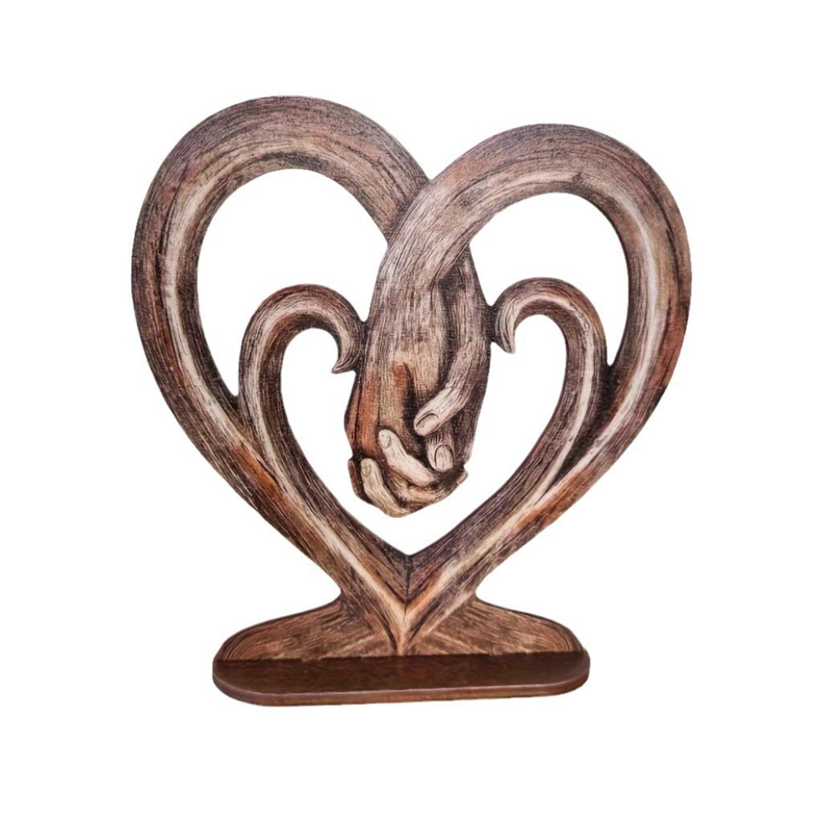 

Верхняя латунная настенная декоративная скульптура в виде сердца, держащего руки - отделка под искусственное дерево - Forever Love One Size