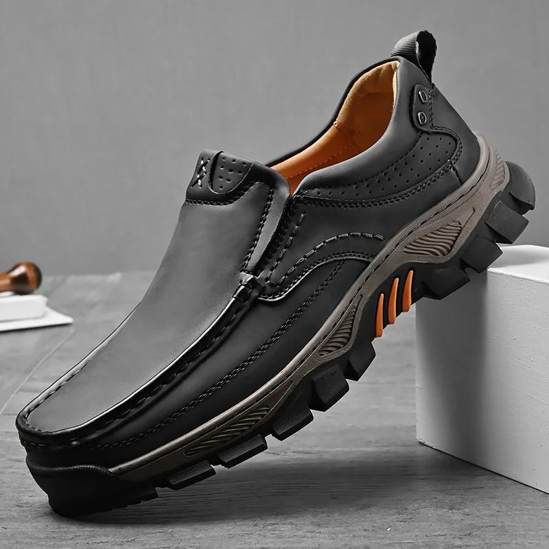 Fashion Mens Handmade Casual Leather Shoes Fashion Business Shoes Classic Leather Man Outdoor Oxford Shoe Elegantes Male Slip on Loafers