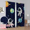 2D flat printing 2pcs Window Curtains Cartoon Funny Spaceman Versatile Polyester Fabric  Without Electricity Spring Party &