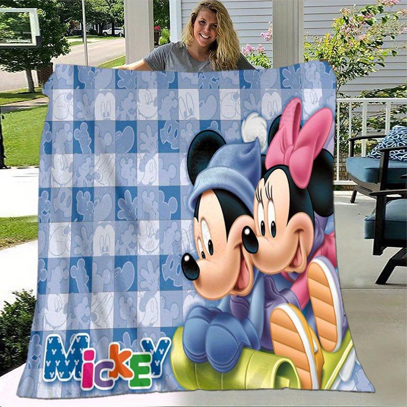 Mickey and Minnie Flannel Blanket - Ultra-Soft, Cozy, and Comfortable for Sofa, Bedroom, Camping, and Travel - Four-Season Versatility, Vibr