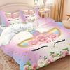 Підковдра з мультяшним єдинорогом Квіткова райдужна ковдра з мікрофібри 3D Комплект постільної білизни для вій для дівчинки Повний для дітей Підліткова кімната Kawaii