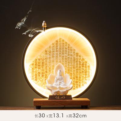 Ornamento in ceramica "Cuore di Loto Bodhisattva Guanyin" Porcellana Bianca di Dehua Statua di Buddha Lin Yixin Statua dei Tre Santi Occidentali