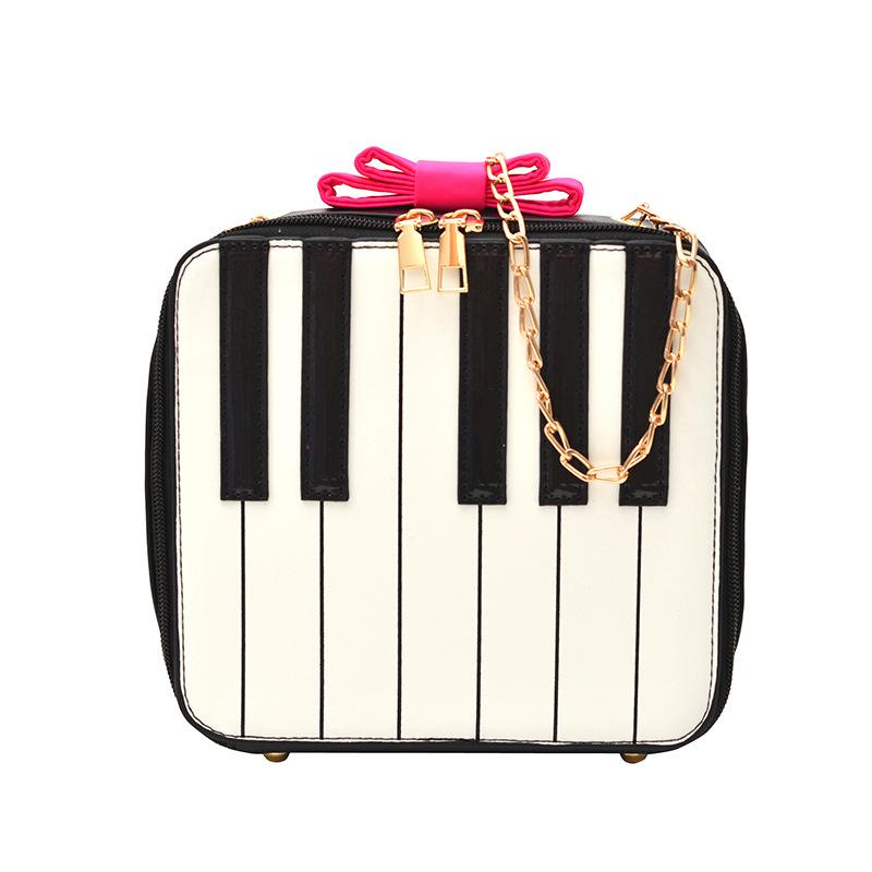 

New fashion funny personality creative piano button laser pu women chain small bag белый