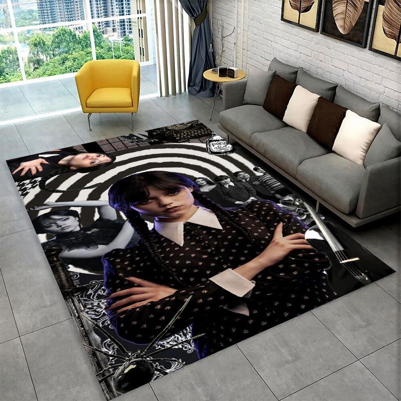 Tappeto Antiscivolo Classico W-Wednesday TV per Soggiorno, Camera da Letto, Sala Giochi, Tappeto Morbido per Pavimento Tappeto Arredamento Casa Tappeto Stanza Bambini Regalo