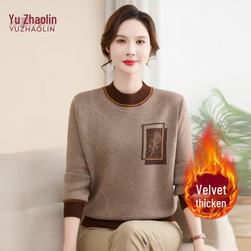 YUZHAOLIN 2025 Fall/Winter Women's Mock Neck Fleece-Lined Sweater