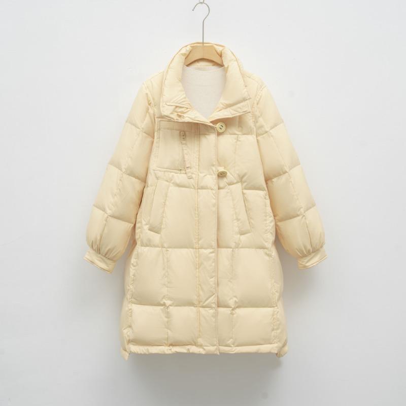 White Duck Down Solid Color Hooded Down Jacket Women's Loose New Winter Long Thickened Coat Tide