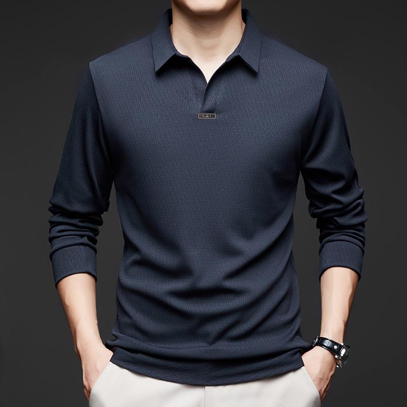 Men's Long Sleeve Lapel Polo Shirt Men's Scissors Collar Premium Sense Led Clothes