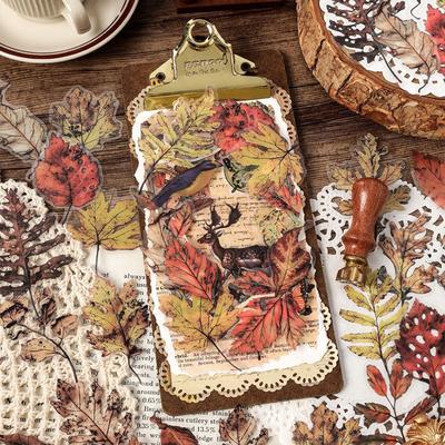 Plant Leaf Flower Themed Sticker Self Adheisve PET Sticker for Scrapbooking Journal Planner Phone Case Photo Album