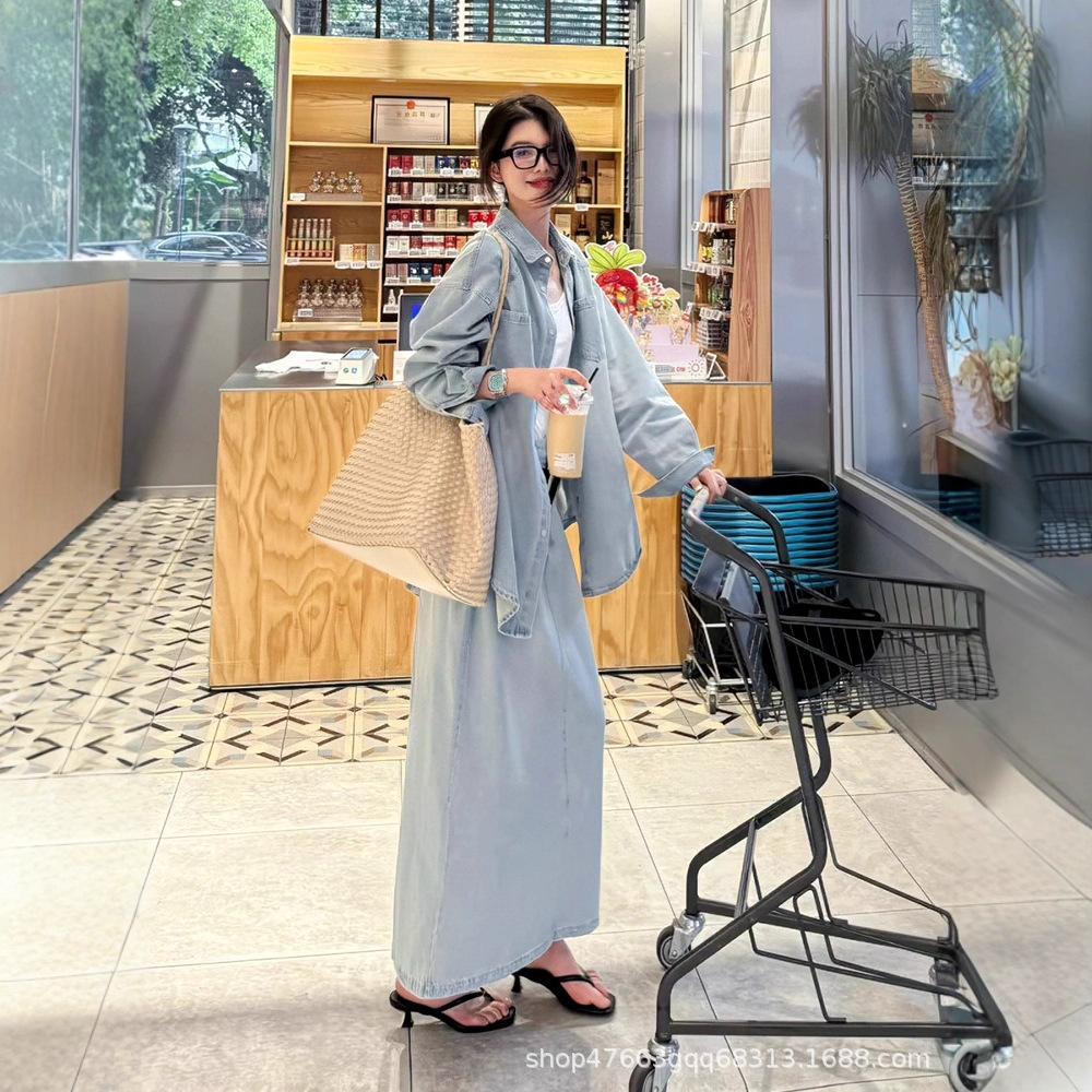 Wear a complete set of shirts in early spring, skirt women 1116 new lazy and relaxed casual skirt two-piece set