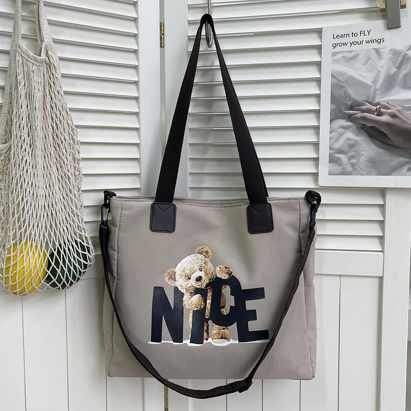 Simple canvas large-capacity bag women's summer new shoulder fashion letter tote bag messenger bag bag