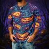 Men's Halloween Print Raglan 3/4 Sleeve Casual Shirt