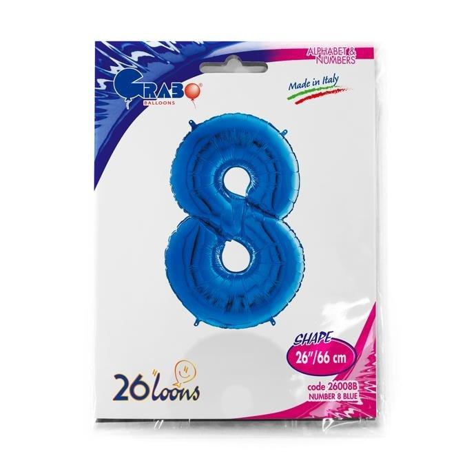 Balon Foliowy Cyfra 8 Niebieska - 102 Cm Grabo