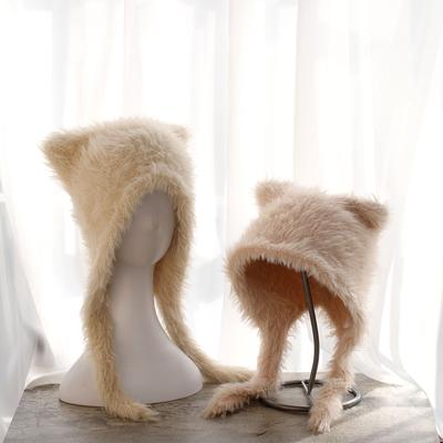 Fluffy Beanie Spicy Girl Hat Cute Cat Ear Hat Winter Thickened Warm Hat Bomber Ski Hat Faux Fur Knitted Hat Retro Hat Wholesale