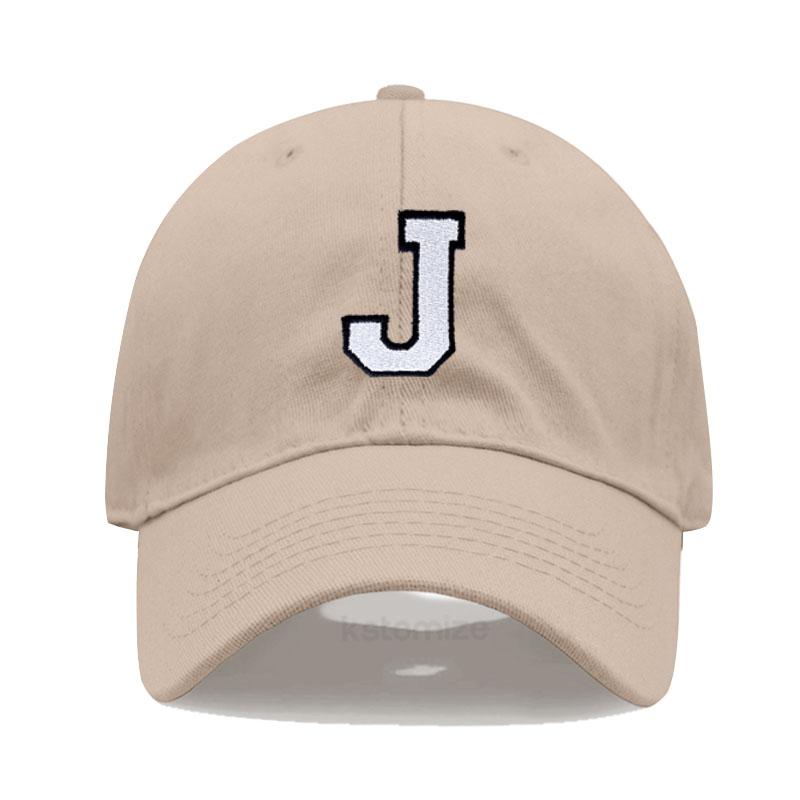 Initial Letter A-Z Embroidered Khaki Baseball Cap for Women Men Fashion Adjustable Soft Cotton Dad Hat Unisex Classic Golf Caps
