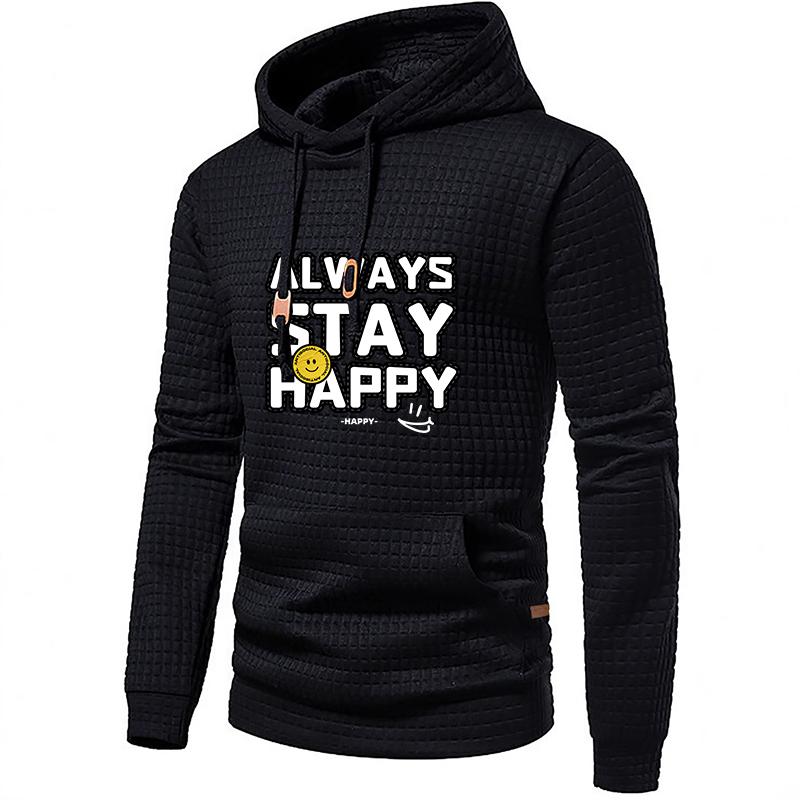 Spring  Autumn Men s Hoodie Waffle Long Sleeve Sweatshirt Casual Pullover Sweatshirt Outdoor Sportswear Men s Clothing S чёрный