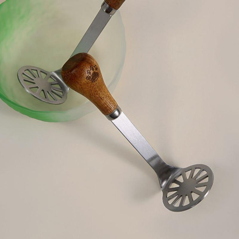 Meat Grinder Machine Potato Masher Metal Avocado Wooden for Cooking Smasher Silver Hand