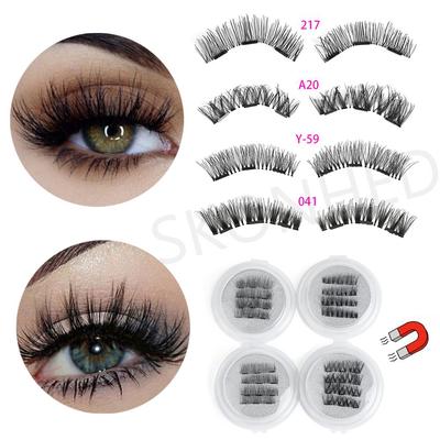 4 Pcs Fashion Long Cilia Glue-free Triple Magnet Cross Wispy False Eyelashes Extension Tools