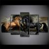 5Pcs Black Brown Horse Animal Decor Canvas Wall Art HD Print Pictures 5 Panel Room Decor 5 Pieces Poster Home Decor Abstract
